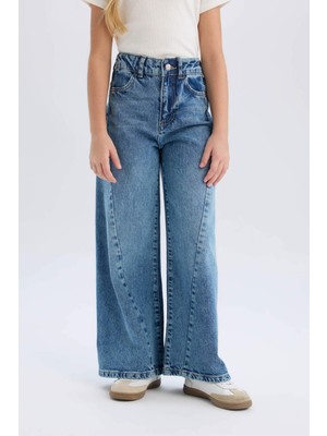 DeFacto Kız Çocuk Wide Leg Geniş Bol Paça Jean Pantolon D9697A825SM