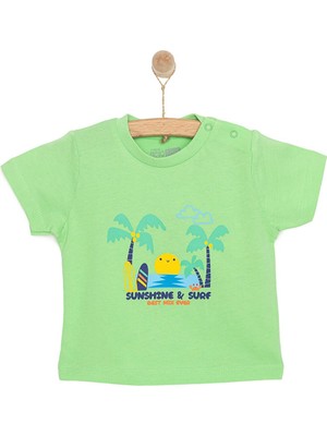 Hellobaby Basic Erkek Güneş ve Palmiye Baskılı T-Shirt Erkek Bebek