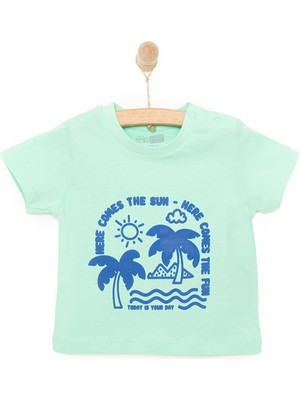 HelloBaby Basic Erkek Deniz ve Palmiye Baskılı T-Shirt Erkek Bebek