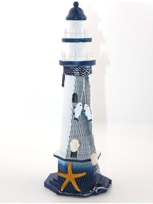 Mevafa Ahşap Marin Deniz Feneri 38*13 cm Deniz Temalı Ahşap Malzeme ile Şık Tasarım