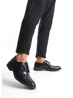 CZ London Erkek Rugan Klasik Ayakkabı Derby Kösele Bağcıklı Ayakkabı