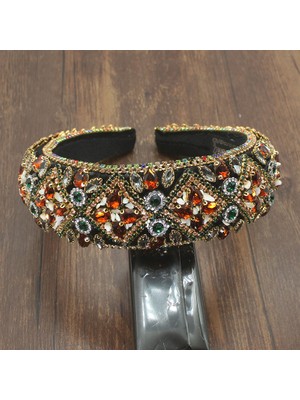 Mor Işıltılı Lüks El Yapımı Barok Tam Renkli Kristal Yastıklı Bantlar Rhinestones Hairbands Kadınlar Için Düğün Saç Aksesuarları (Yurt Dışından)