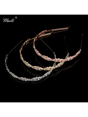 Altın Miallo Kadınlar Kristal Rhinestone Hairband Çiçek Yaprak Desen Tiara Zarif Düğün Takısı Saç Aksesuarları Gelin Tiaras (Yurt Dışından)