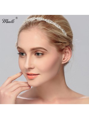 Altın Miallo Kadınlar Kristal Rhinestone Hairband Çiçek Yaprak Desen Tiara Zarif Düğün Takısı Saç Aksesuarları Gelin Tiaras (Yurt Dışından)