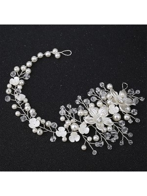 C Gelin Düğün Saç Aksesuarları Kristal Inci Bantlar Saç Vine Saç Süsleri Gelin Nedime Headdress Hairband Takı (Yurt Dışından)