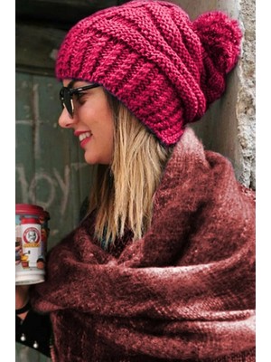 Ponponlu Örgü Bere