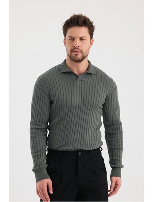 Cool Tarz Erkek Polo Yaka Fitilli Triko Kazak