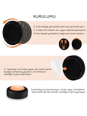 Upway 4 Lü Set LED Aydınlatma Dekoratif Rgb Gece Lambası 12 Renk Kumandalı  Küçük