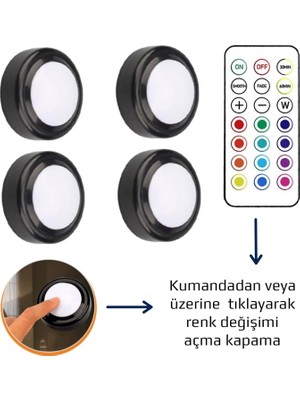 Upway 4 Lü Set LED Aydınlatma Dekoratif Rgb Gece Lambası 12 Renk Kumandalı  Küçük