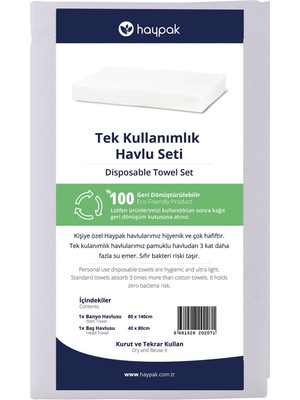 Haypak Tek Kullanımlık L 2'li Havlu Seti - 12 Adet