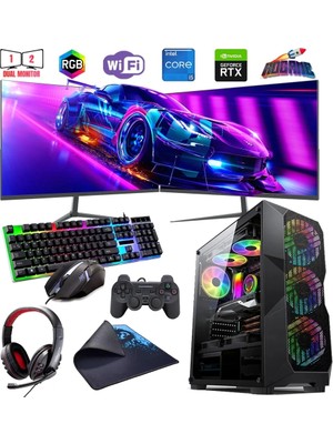 I5 12400F 32GB Ddr4 1tb M2 6gb RTX3050 Çift 24" Mon. Oyun Bilgisayarı (Gaming Set)