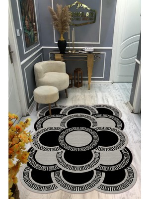 Doruklar Home Collection Kaymaz Taban Yıkanabilir Dijital Baskı Dekoratif Modern Desenli Elegance Serisi Lazer Kesim Dot Taban Halı ELG62