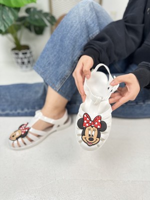 Nstil Kadın Çocuk Mınnıe Mouse Deniz Ayakkabı Plaj Havuz Jel Görünüm Şeritli Kaydırmaz Taban Sandalet 310