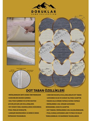 Doruklar Home Collection Kaymaz Taban Yıkanabilir Dijital Baskı Dekoratif Modern Desenli Elegance Serisi Lazer Kesim Dot Taban Halı ELG68