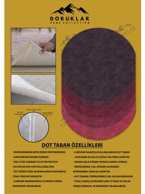 Doruklar Home Collection Kaymaz Taban Yıkanabilir Dijital Baskı Dekoratif Modern Desenli Elegance Serisi Lazer Kesim Dot Taban Halı ELG42