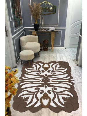 Doruklar Home Collection Kaymaz Taban Yıkanabilir Dijital Baskı Dekoratif Modern Desenli Elegance Serisi Lazer Kesim Dot Taban Halı ELG45