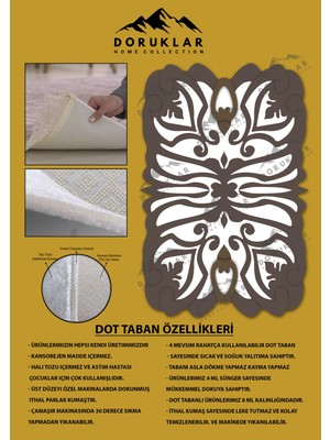 Doruklar Home Collection Kaymaz Taban Yıkanabilir Dijital Baskı Dekoratif Modern Desenli Elegance Serisi Lazer Kesim Dot Taban Halı ELG45