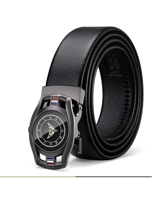 William Polo Deri Erkek Metal Tokalı Kemer Şık Tasarımda Siyah Renk 4.5 cm Genişlik