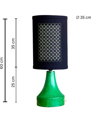 Kavsa El Yapımı Ahşap Abajur Nakışlı Başlık
