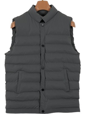 Modarar Erkek Dar Kesim Karbon Deri Gri Şişme Yelek RAR01235