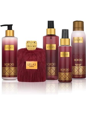 Lelas Bordo Parfüm Seti 5'li – Oryantal Çiçeksi Hediye Kutulu Kadın Bakım Seti – 1351