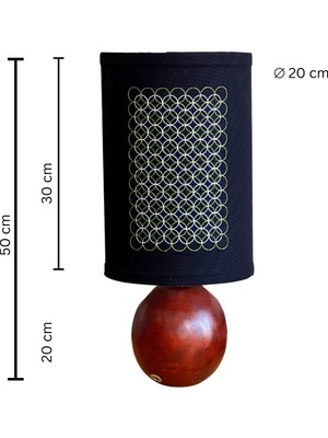 Kavsa El Yapımı Ahşap Abajur Nakışlı Başlık
