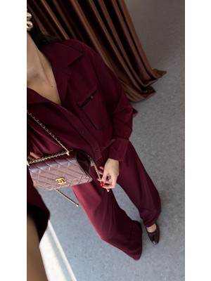 Premium Bordo Saten Takım