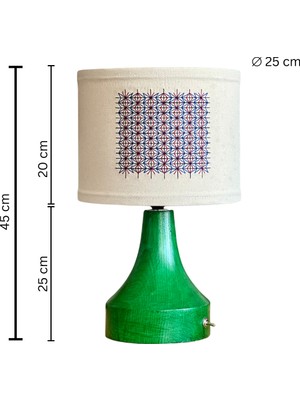 Kavsa El Yapımı Ahşap Abajur Nakışlı Başlık