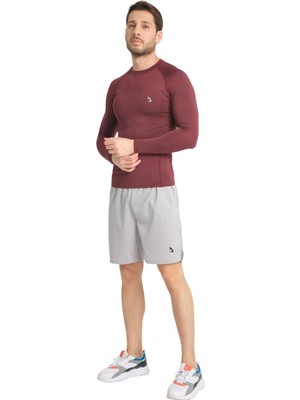 Domin Spor Erkek Uzun Kollu Bordo Fit Compression Spor Body Tshirt DMN1453873298