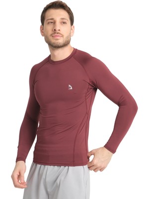 Domin Spor Erkek Uzun Kollu Bordo Fit Compression Spor Body Tshirt DMN1453873298