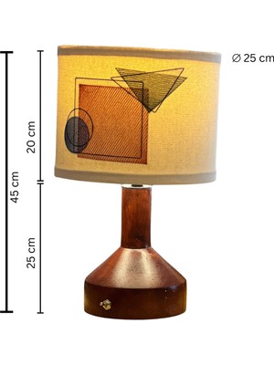 Kavsa El Yapımı Ahşap Abajur Nakışlı Başlık