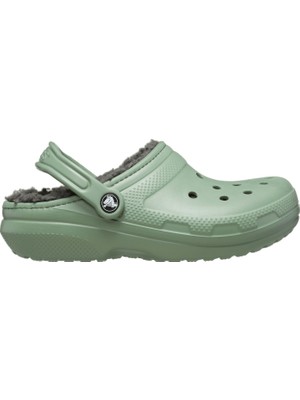 Crocs Unisex Classic Lined Terlik 203591-3WP Düz Topuklu Rahat Kullanım için Konforlu