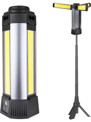 Powermaster PM-24566 35 Watt USB - Type-C Girişli P50 ve Cob Ledli 3 Kanatlı Kollu Çalışma Lambası