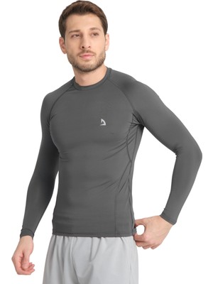 Domin Spor Erkek Uzun Kollu Antrasite Fit Compression Spor Body Tshirt DMN1453874353