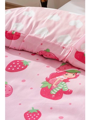 Çilek Kız Pembe Çift Taraflı Çocuk Nevresim Takımı Pamuklu