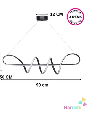 Harnelli 3 Renk Yanabilen Modern Ledli Avize