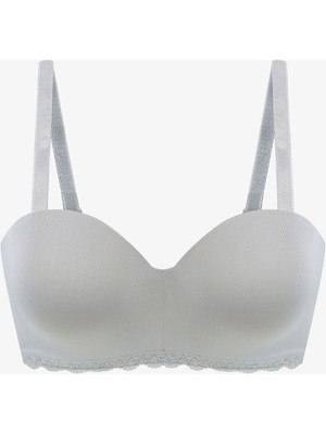 Koza İç Giyim Kadın Mikro Straplez Sütyen Taş Renk Dikişsiz Rahatlık ve Nefes Alabilir Yapı ile Gün Boyu Destek