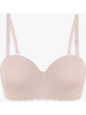 Koza İç Giyim Kadın Dolgusuz Mikro Straplez Sütyen Ten Renkli %90 Polyester Konforlu Kumaş ile Gün Boyu Rahatlık