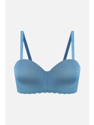Koza İç Giyim Kadın Dolgusuz Mikro Straplez Sütyen Petrol Renkli Yumuşak Kumaşlı Esnek Yapı İle Rahatlık