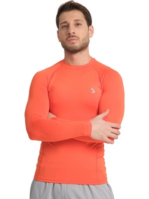 Domin Spor Erkek Uzun Kollu Orange Esnek Fit Compression Spor Body Tshirt DMN1453797118