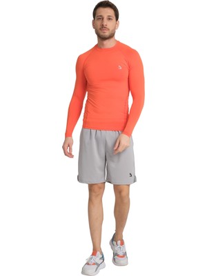 Domin Spor Erkek Uzun Kollu Orange Esnek Fit Compression Spor Body Tshirt DMN1453797118