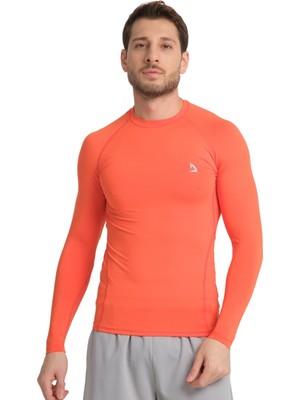 Domin Spor Erkek Uzun Kollu Orange Esnek Fit Compression Spor Body Tshirt DMN1453797118