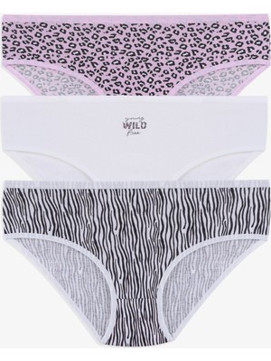 Koza İç Giyim 3'lü Desenli Pamuklu Yüksek Bel Bato