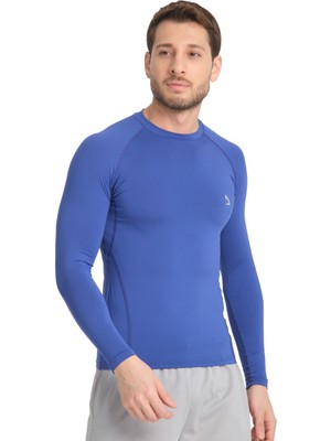 Domin Spor Erkek Uzun Kollu Sax Mavisi Fit Compression Fitness Spor Body Tshirt DMN1523279759