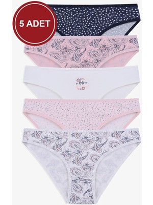 Kadın 5'li Desenli Pamuklu Likralı Külot