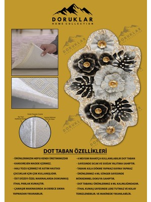 Doruklar Home Collection Kaymaz Taban Yıkanabilir Dijital Baskı Dekoratif Modern Desenli Elegance Serisi Lazer Kesim Dot Taban Halı ELG75