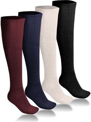 Ciho Socks 4 Çift Diz Altı Kışlık Kadın Yünlü Uyku Çorabı Soft Touch