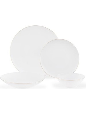 Allons 6 Kişilik 24 Parça Yemek Takımı - Beyaz/gold