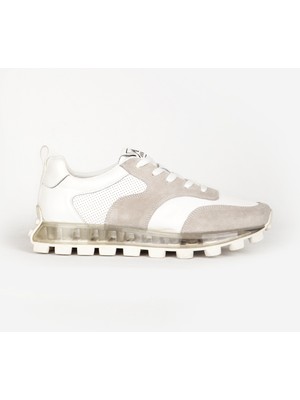 Marcomen Erkek Sneaker Bağcıklı Rahat Taban Spor Ayakkabı  Deri 19323 Beyaz/buz Gri