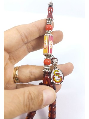 İskeçe Tesbih Gümüş Nakkaş Gümüş Püsküllü Taraftar Ateş Kehribar Sertifikalı 6681